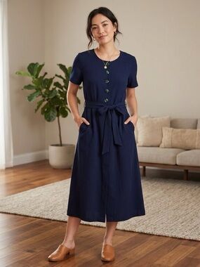 Vintage / Retro Unique 1970’s Nancy G Large Navy with satin roses